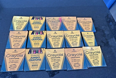 Vintage Crayola Jumbo & Large Crayons Lot NIB 8 Count Boxes Binney Smith USA