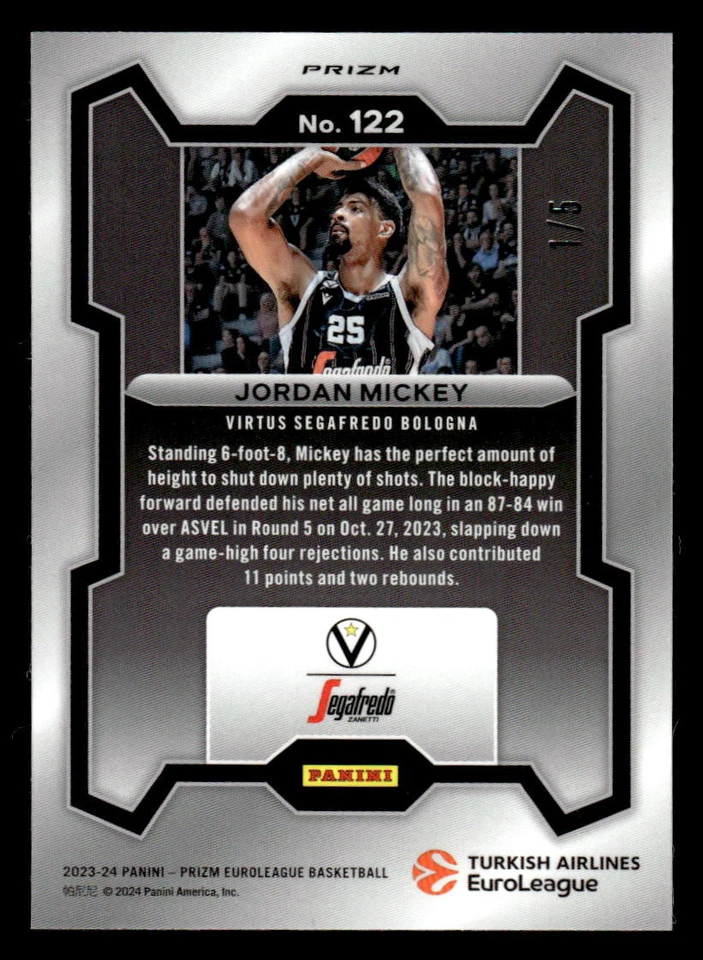 乔丹米奇 2023 - 24 帕尼尼 Prizm 欧洲联赛 #122 黑金 #1/5 — 第 2/2 张图片