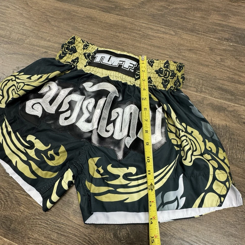 Tuff Sport Muay Thai Shorts Mens Small The King Of Naga Black/Gold Boxing Trunks - Image 4 of 4