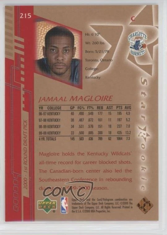 2000-01 Upper Deck Star Rookie Jamaal Magloire #215 Rookie RC - Image 2 of 2