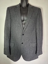 John Lewis Moon Tweed Blazer Jacket Size 40L Woven In England 100% Wool Grey