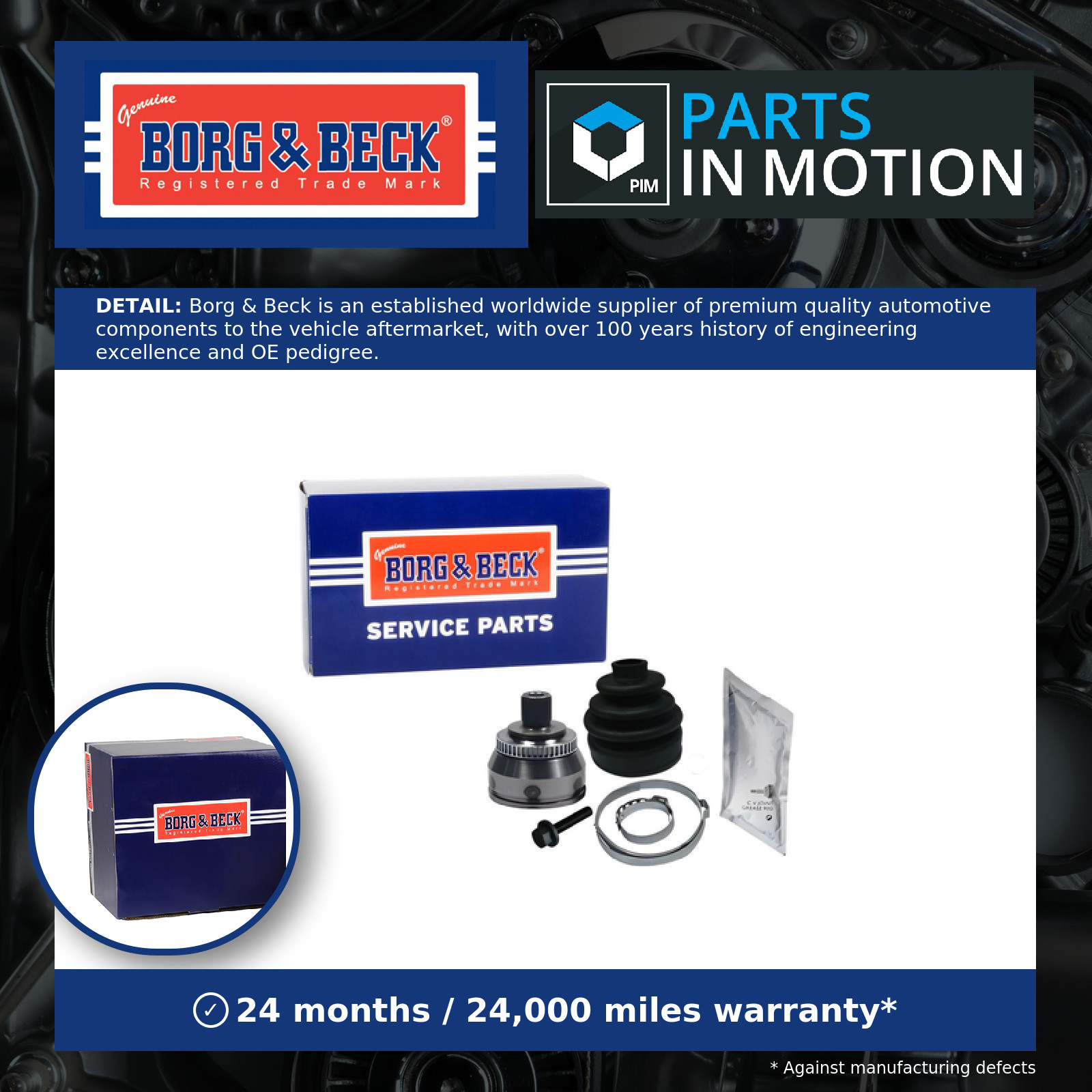 CV Joint Front Outer BCJ1254 Borg & Beck C.V. Driveshaft 1111900 1202578 Quality