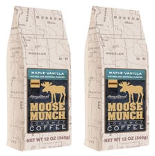 Moose Munch Maple Vanilla Gourmet Ground Coffee, 2/12 oz bags