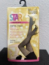 Star Power By Spanx Women Size A Shaping Tights Black Patterned Stretch Shapwear