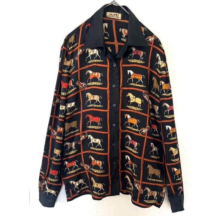 Authentic Hermes Vintage Horse Print Long Sleeve Shirt Authentic Hermes Vintage Horse Print Long Sleeve Shirt
