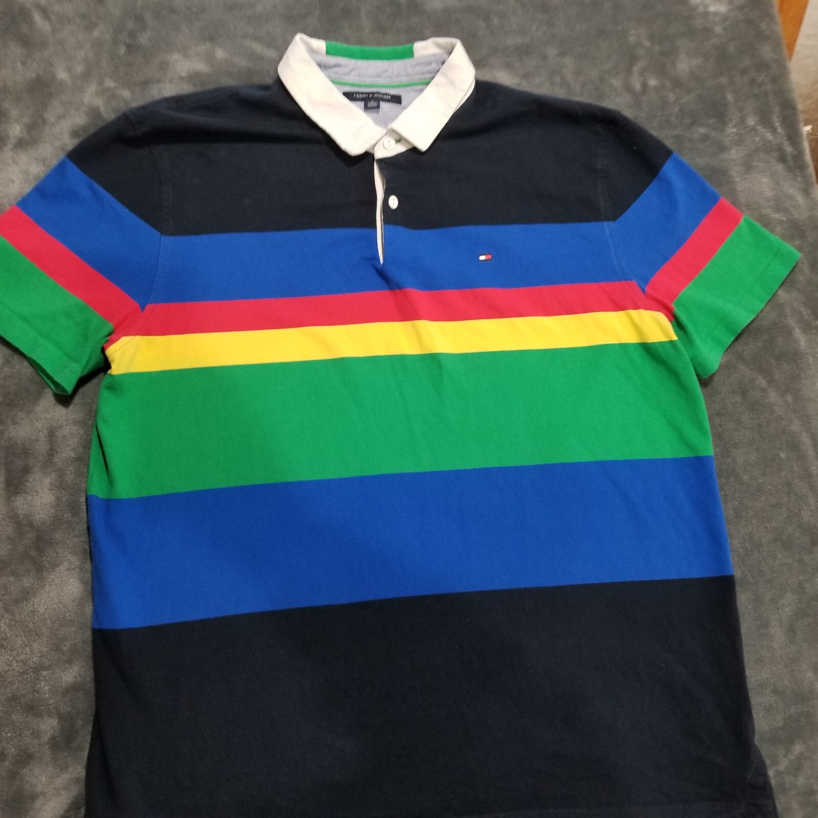 Tommy Hilfiger Big Stripes Men Size XL 100% Cotton Polo Shirt 645 thumbnail 3