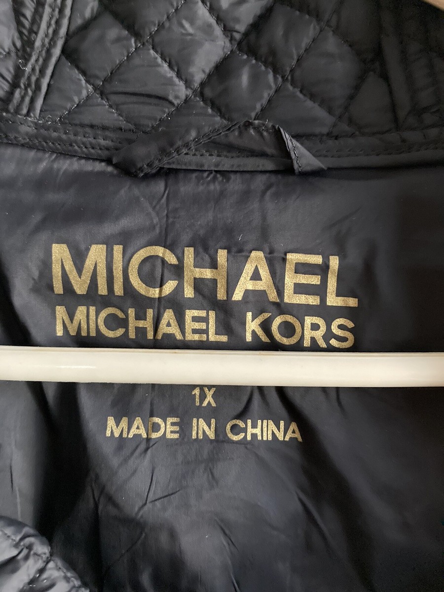 Michael Kors Womens Black Hooded Jacket sz 1X Moto Zip Michael Kors Womens Black Hooded Jacket sz 1X Moto Zip