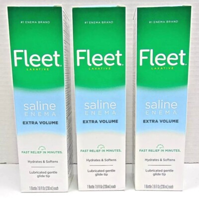 Fleet Saline Enema Extra Volume Laxative 3-Pack Latex-Free Pre-Lubricated Comfor