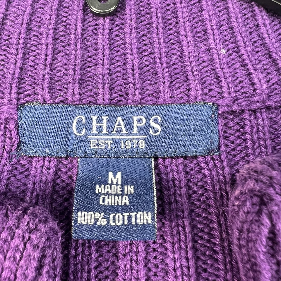 Cárdigan suéter Chaps para mujer talla mediana púrpura manga larga ojo y gancho Foto 3 de 4