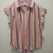 a.n.a a new approach XS Blouse Shirt Pink With Strips Genna Stripe With Tags