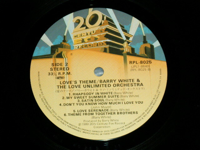 BARRY WHITE LOVE UNLIMITED ORCHESTRA Japan 1980 RPL-8025 NM
