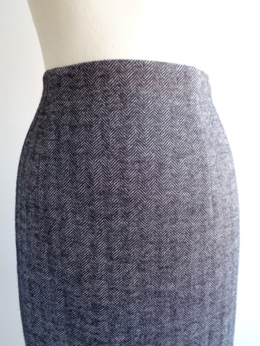 HOBBS Grey Herringbone Midi Pencil Skirt Size 8 Wool Blend - Picture 3 of 19