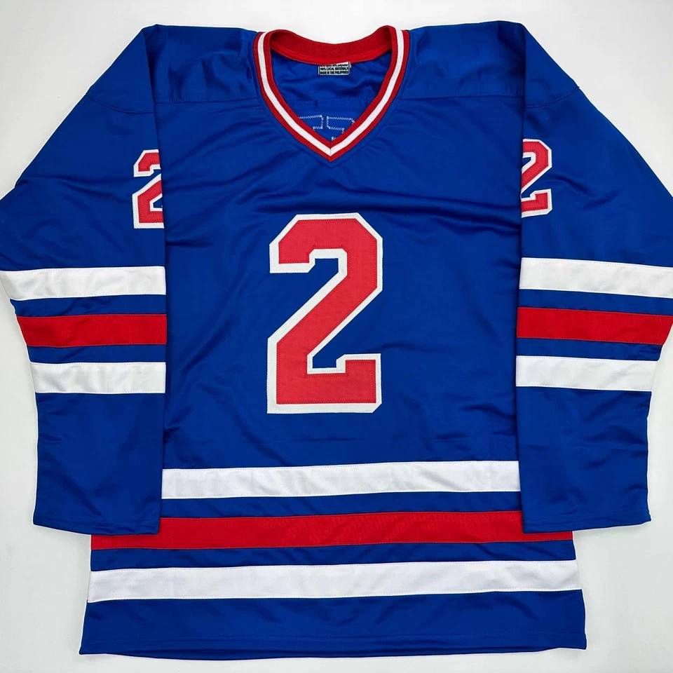 Jersey Facsímil Autografiado Brian Leetch Nueva York Azul Reimpresión Talla Para Hombre XL Foto 3 de 4