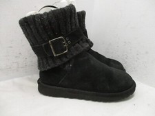 UGG Cambridge Black Suede Knit Sweater Boots Style 1003175 Size 6