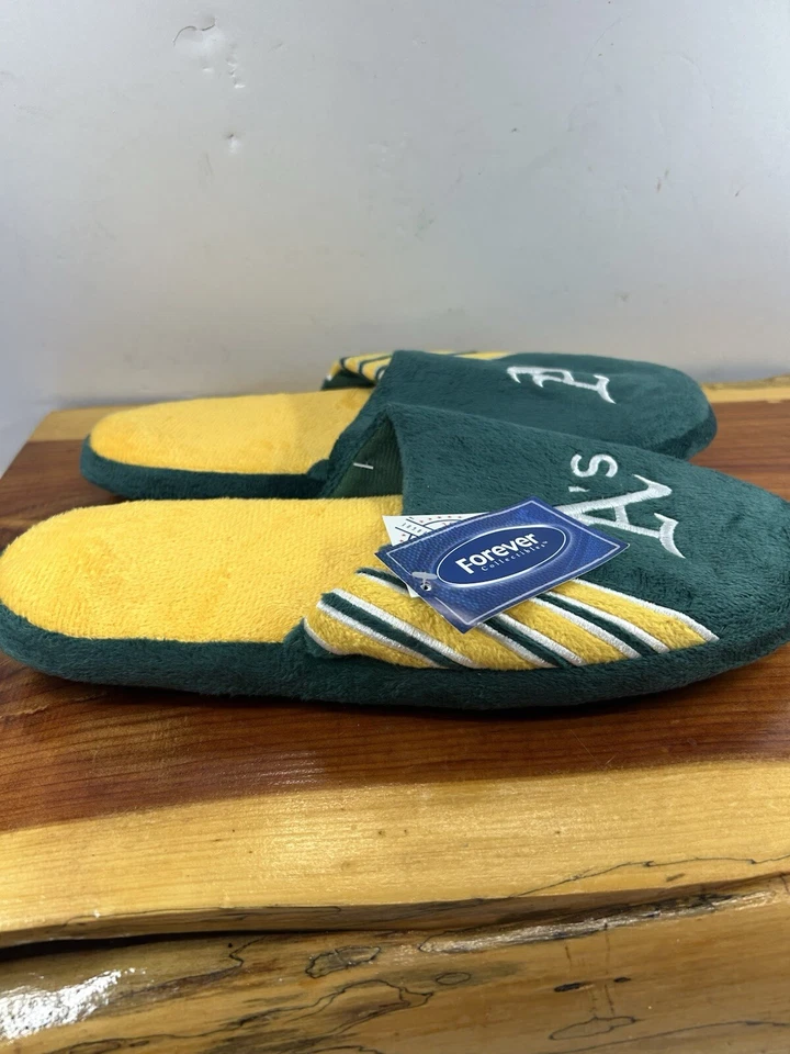 Oakland A's MLB Genuine Mens Slide Forever Slippers Big Logo NWT Size Large - Image 2 of 4