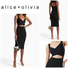 Alice + Olivia Lidia Crisscross Bodice Cut Out Dress