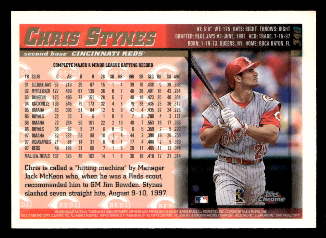 Chris Stynes 1998 Topps Chrome Card #340 Cincinnati Reds | eBay