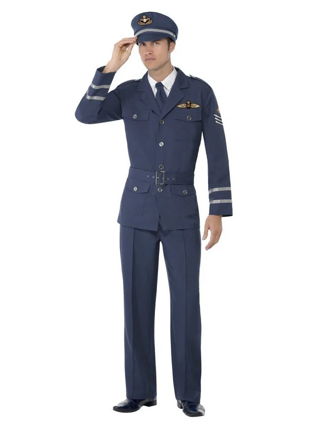 Uniforme de piloto de la Fuerza Aérea en tiempos de guerra para hombres disfraz de lujo Foto 2 de 2