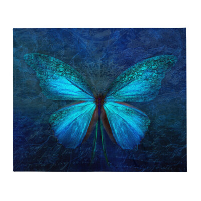 Blue Butterfly Throw Blanket