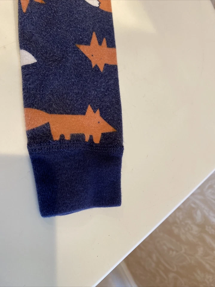 Top de pijama orgánico Hanna Andersson para niño talla 6-7 azul/naranja/blanco zorro Foto 4 de 4