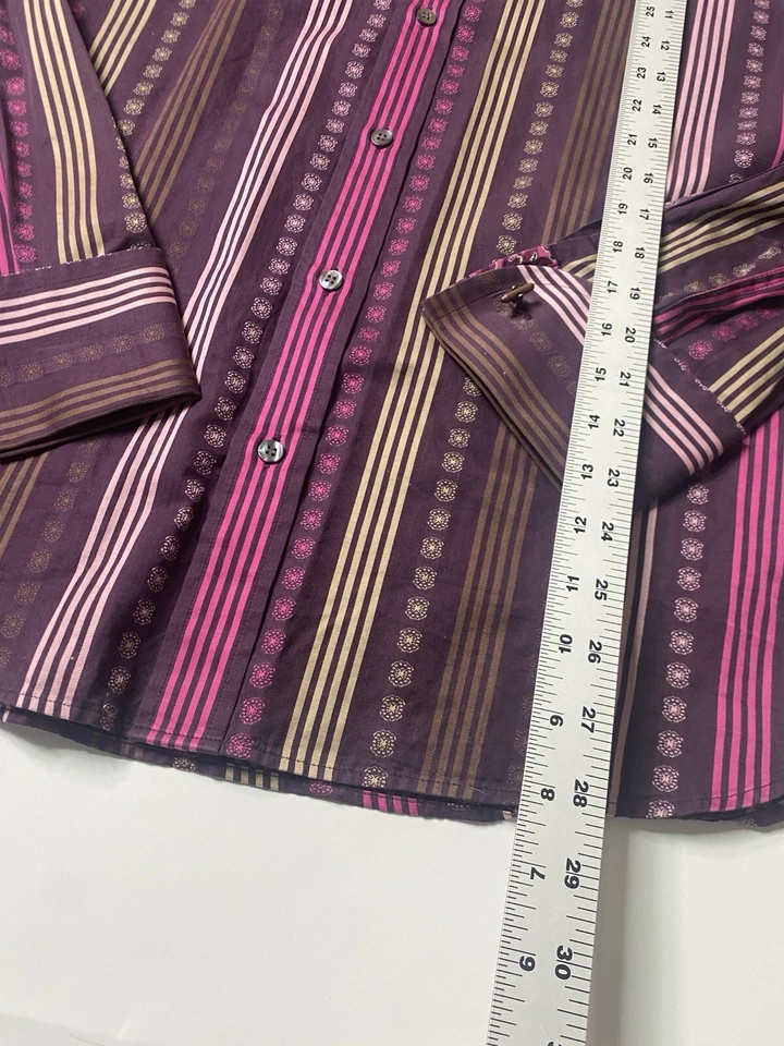 Camisa Ted Baker con cuello abotonado para hombre talla 16/40,5 oro rosa rayas latón Foto 2 de 4