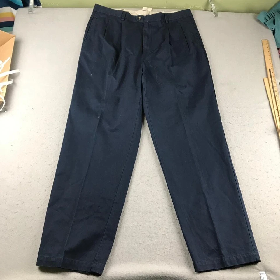 Pantalones Cutter Buck Para Hombre 38X32 Azul Plisado Delantero Pierna Recta Pantalón Nuevo Con Etiquetas Foto 2 de 4