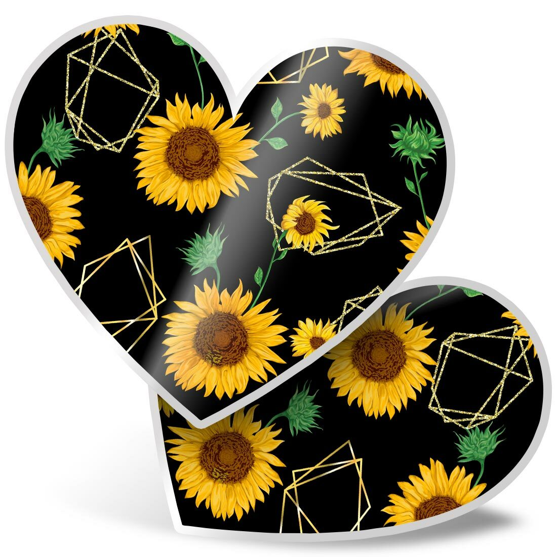 2 x Heart Stickers 7.5 cm - Sunflower Terrarium Plant Flowers  #14830