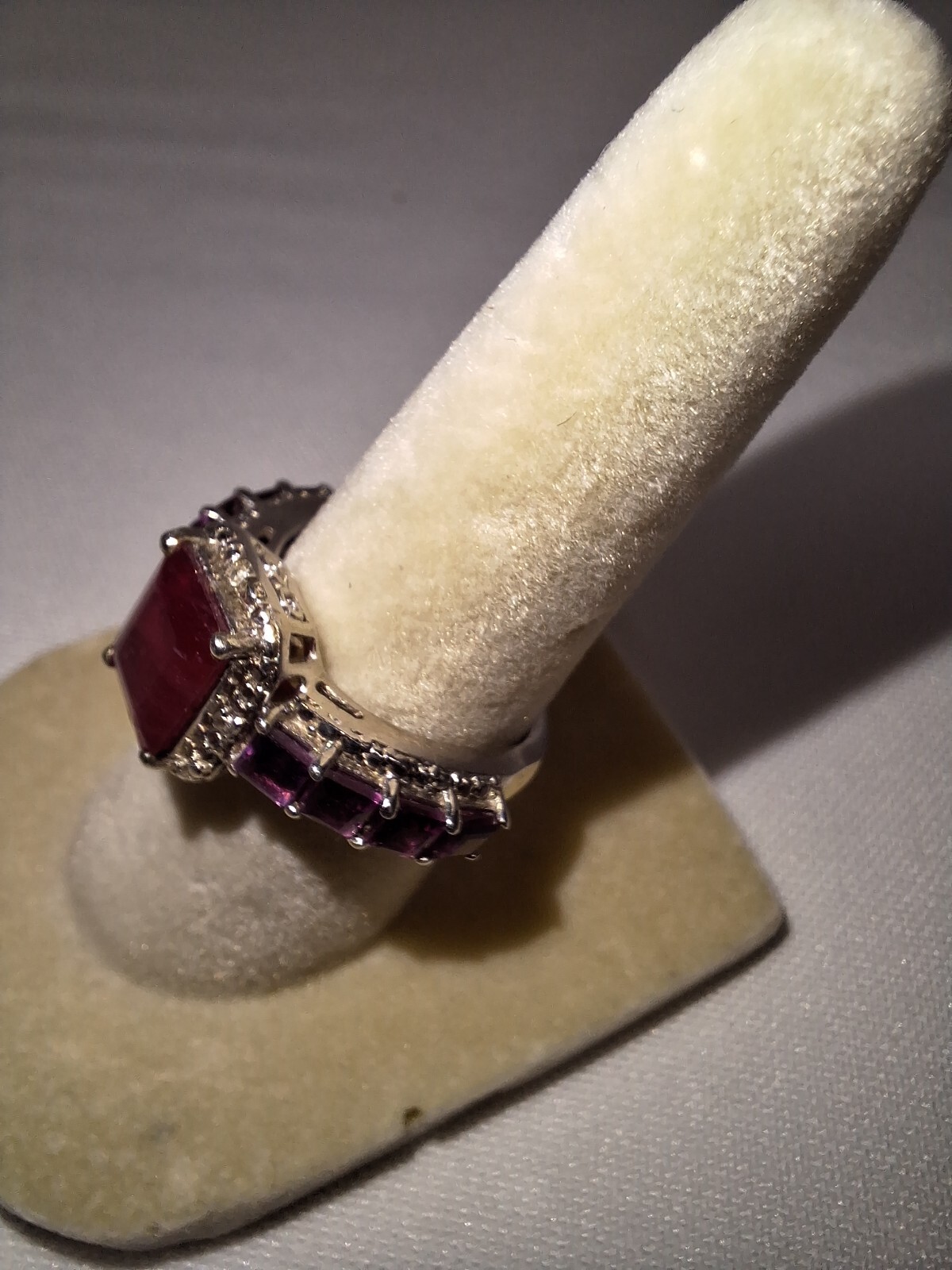 Sterling Silver Ring With Large Simulated Ruby  S… - image 7