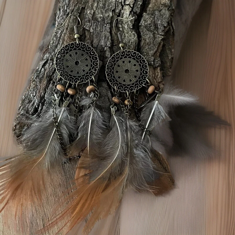 Pendientes boho atrapasueños con plumas - Nuevos Foto 3 de 3