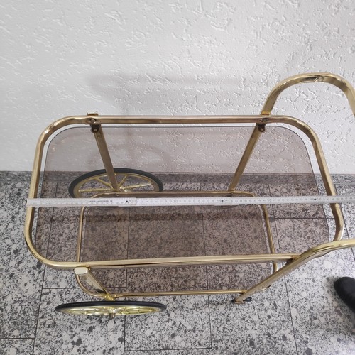 Servierwagen Mid Century Teewagen Vintage Goldfarben Barwagen Rauchglas Retro - Bild 12 von 18