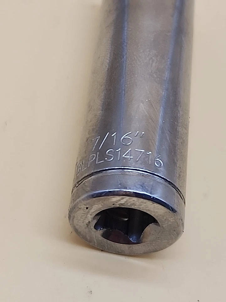 Blue-point 1/4" Drive 7/16" SAE 6 Pt Deep Socket  BLPLS14716 USA  - Image 4 of 4