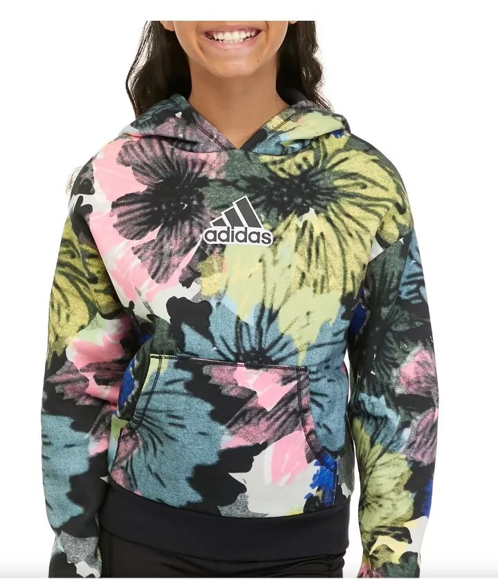 Adidas floral outlet print hoodie
