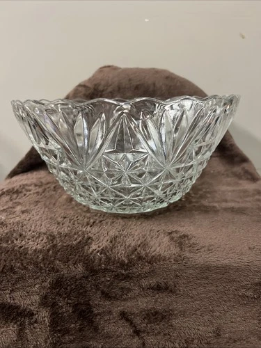 VINTAGE 1970’S ANCHOR HOCKING ARLINGTON PUNCH BOWL 12" X 6.25" GLASS