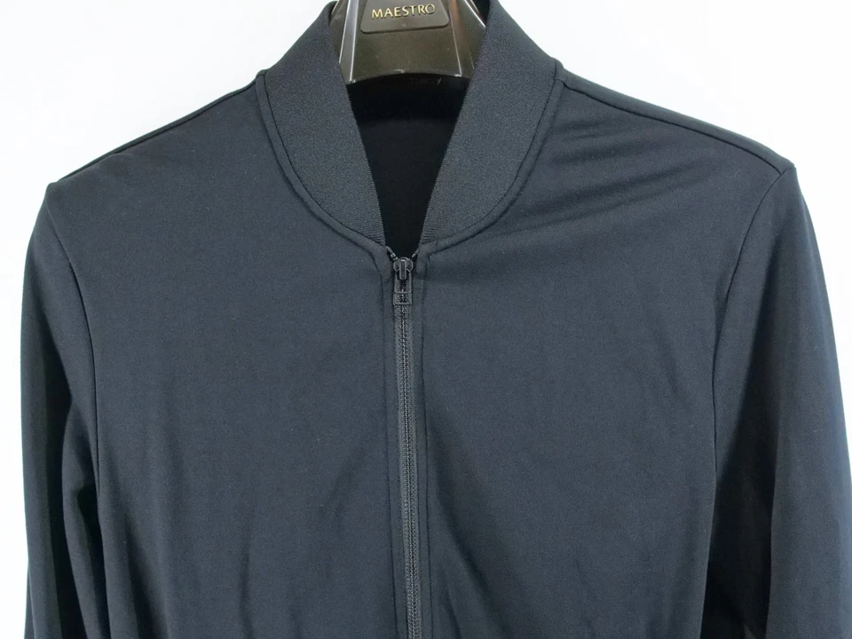 Jaqueta masculina Theory zíper completo grande cinza preta gola simulada rayon náilon Spadex - Imagem 2 de 4