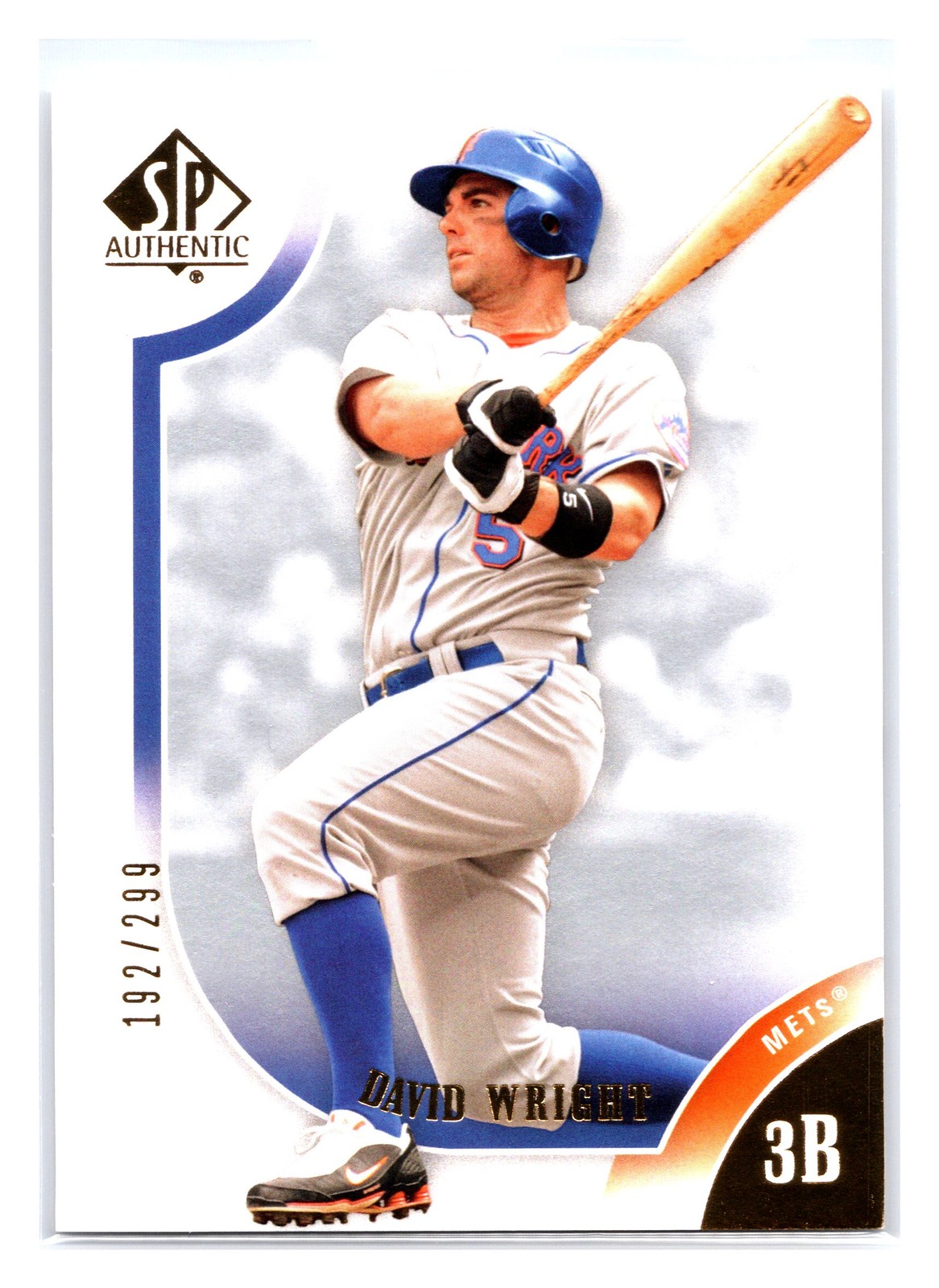 2009 SP Authentic #98 David Wright Gold #/299 New York Mets