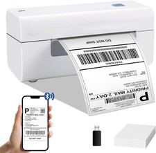Bluetooth Thermal Label Printer 4x6, 72 LPM, 203 DPI, USB/Bluetooth