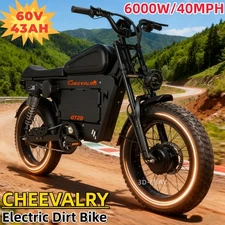 20" Electric Motorbike 6000W Tire 40MPH 60V 43AH Electric Motorcycle E-Dirt Bike