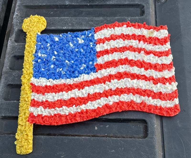 Rare Vtg American Flag Melted Popcorn Plastic & mini blow mold Uncle Sam lights