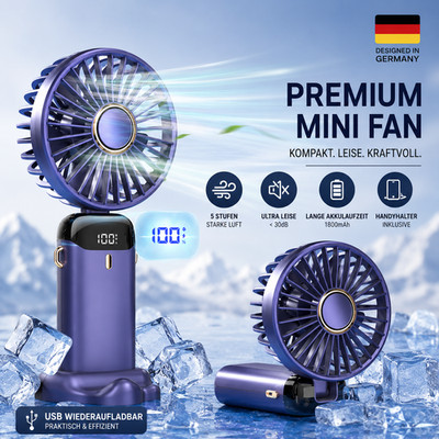 Portable 3000mAh Mini Handheld Fan with Rechargeable Battery, Handheld Neck Fan
