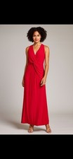 Eliza J Women's Front Twist Knot Vneck Dress In Red Sz 10