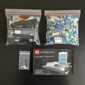 LEGO Architecture United Nations HQ 21018 (Cleaned, disassembled, bagged)
