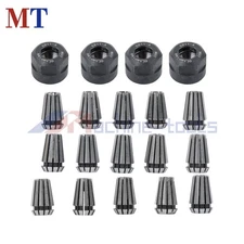 19 Pack ER11 Precision Collet Set for Mini CNC Mill Lathe M14 Thread Nuts