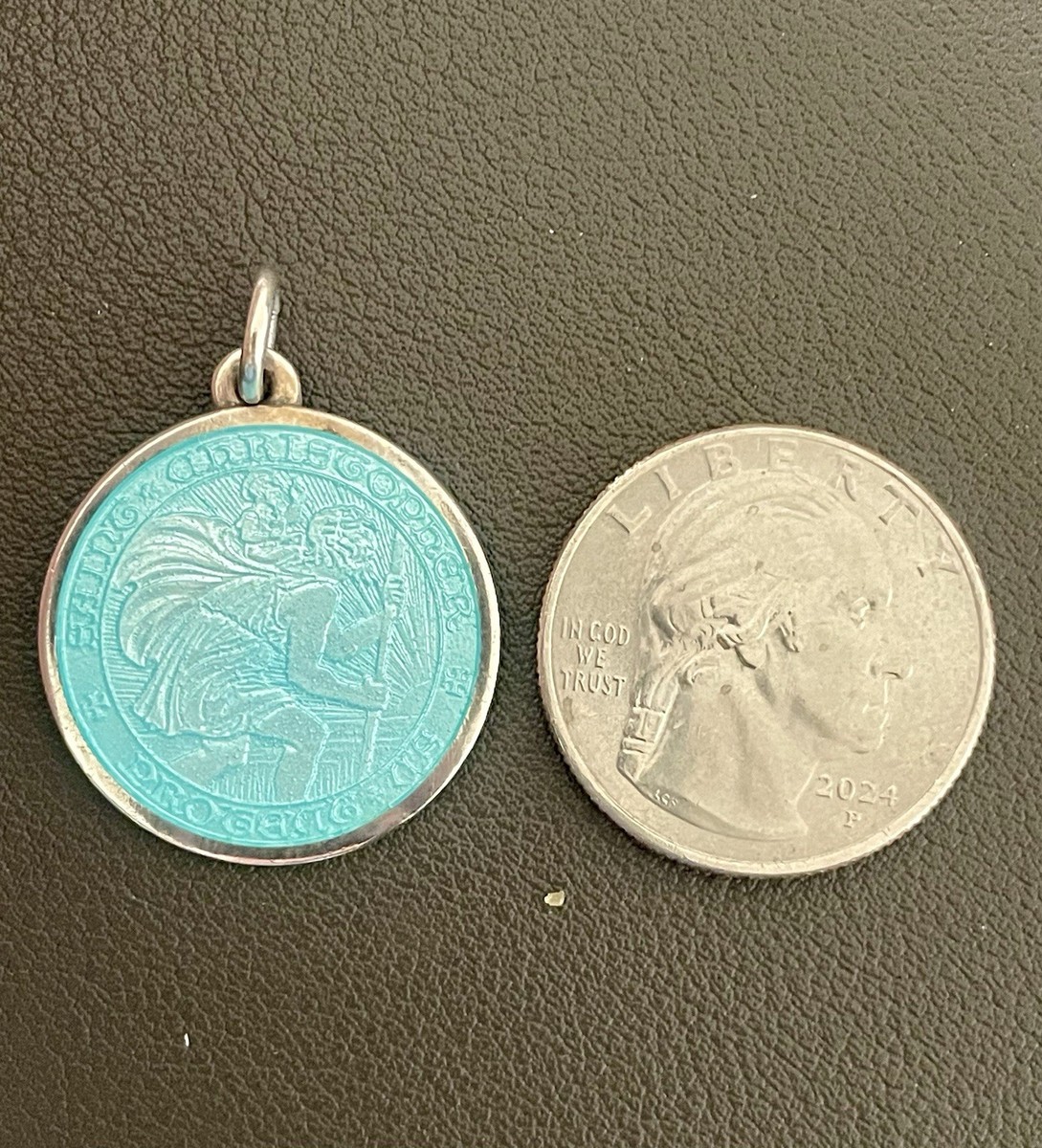 アクセサリー CHARLES THOMAE PENDANT STERLING SILVER Charles Thomae St Christopher Sterling Silver Blue Enamel Charm