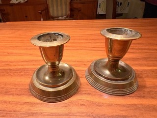 Paar Messing Kerzenstaender Vintage Kerzenhalter Massiv Leuchter 2er Set
