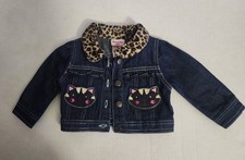 Nannette Kids Denim Jean Jacket Girl's Toddler Kitty Embroidered Size 12 months