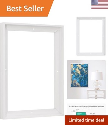 Versatile 16x20 Floater Frame   Sleek White Finish for Canvas Wall Art
