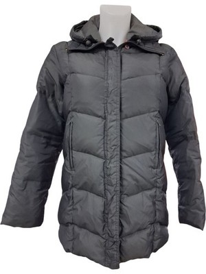 Roxy Quiksilver Women's Puffer Jacket Size 2 Grey Hooded Down Zip Winter