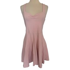 Hollister Pink Fit and Flare Dress Sweetheart Neckline Crisscross Straps SZM