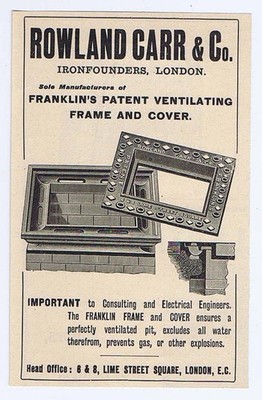 Rowland Carr & Co Iron Founders London - Antique Engineering Advert 1904