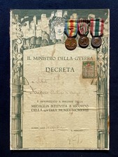 Diploma per Medaglia Guerra 1915-1918 con Tre Medaglie Interalleata Unità ww1